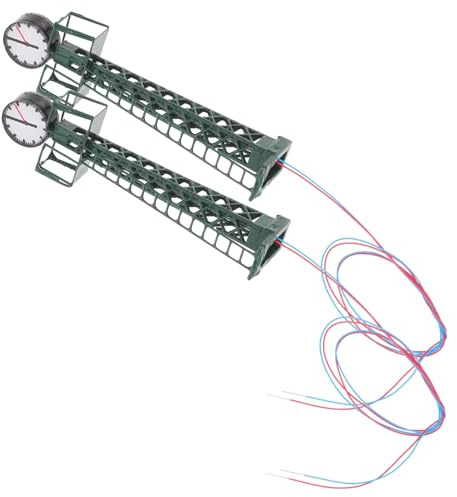 ARTSEWPLY 2 Stück Modelleisenbahn Gleislampen und Bahnhofsuhr Miniatur Gitterlichter Grün Modellbahn Zubehör für Landschaftsbau und Gebäudepläne