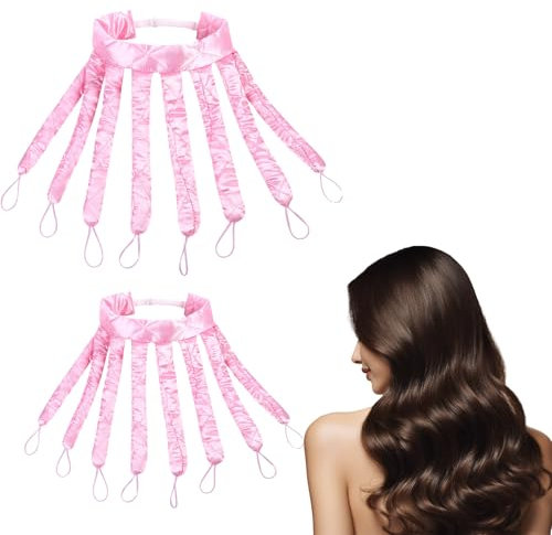 2 Stück Heatless Curlers Headband, Octopus Heatless Curls, Heatless Lockenwickler, über Nacht Hair Curler, Weiches Satin Heatless Headband für DIY Langes & Mittleres Haare (Rosa)
