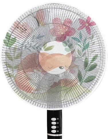 LuoAXINN Electric Fan Dust Cover Electric Fan Cover with Dustproof and Anti-pinch Features for Children Printed Electric Fan Mesh Cover(Color4,Size1)