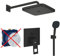 Grohe Duschsystem mit Unterputz Duscharmatur von Grohe Regendusche mit Armatur, Duschkopf eckig, Wandarm Dusch-SET GSK01-ob schwarz matt