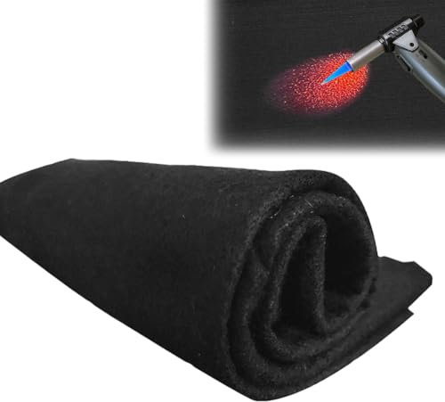 Yuragim Feuerfeste Unterlage, 1mx1m Hitzebeständig Hitzeschutzmatte, Brandschutzmatte Feuerfeste Matte Hitzebeständig bis zu 1000°C, Carbonfilz Feuerschutzmatte für Grill, Schweißen, Feuerschale,Kamin