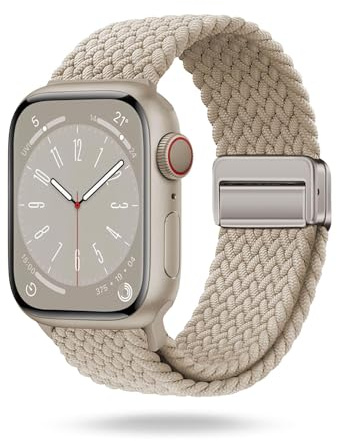 ONEFLOW Casual Loop Kompatibel mit Apple Watch 9 (45mm) Geflochtenes Armband Elastisch, Textil iWatch Armbänder Damen Herren, Sport Nylon Stoff Band Verschluss Magnetisch, Polarstern