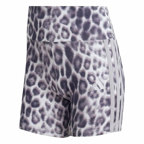adidas Femme Seasonal Essentials Leopard Print Biker Shorts with 3-Stripes, MULTICOLOR/ice purple, S