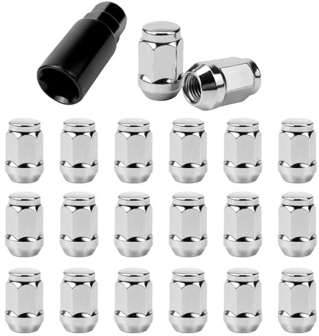 Yooyan 20 Radmuttern M12 x 1,5, Radmutterkappen, 60° Kegelbund Geschlossen, für mit Ford, Chrysler, Toyota, Hyundai, Kia, Honda, Mazda (Silber)