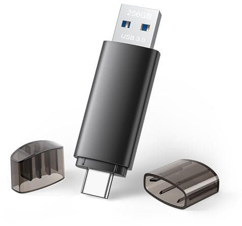Memoria USB 256 GB 3.0 JOIOT Pen Drive USB C 3.0 2 en 1 Lápiz USB 128 GB Memoria Stick para Android Teléfono PC Negro Alta Velocidad Almacenamiento Datos