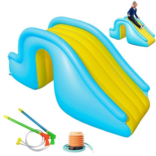 Scivolo Gonfiabile per Piscina, Gradino per Scivolo Gonfiabile, con Pompa A Pedale E 2 Pistole Ad Acqua, Scivolo Gonfiabile per Piscina con Gradini più Ampi E Divertente Giocattolo Acquatico