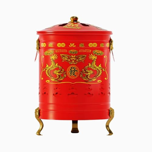 sdneNest Baril de combustion en métal pour l'extérieur, jardin, foyer, cour, débris, fournaise, seau avec couvercle, C-30 x 55 cm