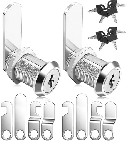 2 Kit Serratura per Cassetta Postale 16mm, Serratura con 5 Diverse Lamelle di Serratura e 4 Chiavi, Cilindro Serratura di Sicurezza per Cassette Delle Lettere, Vetrina, Porte Armadi, Cassetti