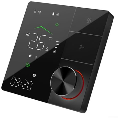 Regolatore di temperatura del condizionatore d'aria a 3 velocità, per Tuya WiFi Fan Coil Pannello di controllo FCU Controller del condizionatore d'aria (nero)