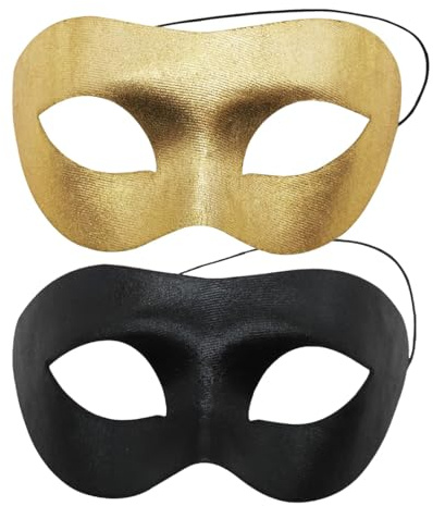 2er-Set Masquerade Mask, Phantom der Oper Maske aus Kunststoff in Schwarz und Gold, Halbmaske für Karneval, Maskenball, Halloween und Kostümpartys