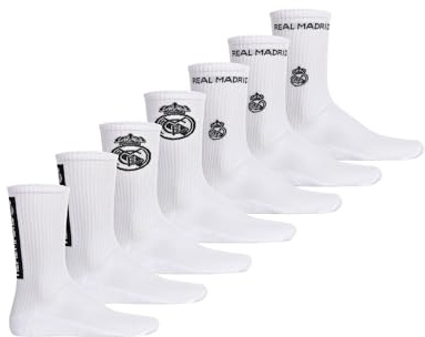 Real Madrid Unisex Socken, 7er Pack | Offizielles Lizenzprodukt, Tennis Socken Baumwollmischung, Fangeschenk mit eingewebtem Logo