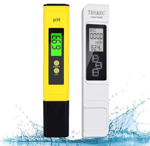 Haptique PH Messgerät und TDS Messgerät Set, TDS/EC-Temperaturmessgerät PH-Tester 4-in-1-Digitales Set, Wasserqualitätstest PH Meter TDS-Messgerät, für Trinkwasser/Pool/Aquarium(Gelb)