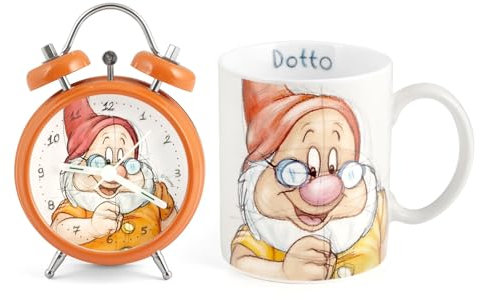 Home Nani Dotto Set Sveglia Mug, Porcellana, Arancione, 1 unità (Confezione da 1)