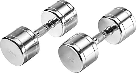 Bad Company Chrom Kurzhanteln I Gerändelte, verchromte und hochglanzpolierte Hanteln in verschiedenen Gewichtsabstufungen I 2 x 15 kg