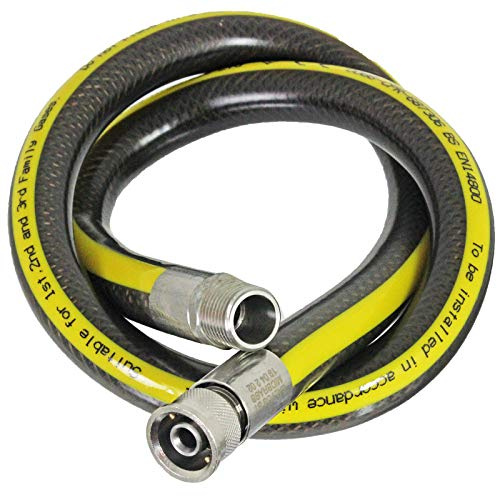 SPARES2GO Universal 'Micropoint' Oven Cooker Gas Supply Hose Pipe (3ft 1/2 inch, BS EN14800 CE)