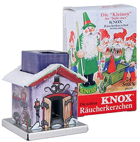 KNOX - Räucherhaus The Little One aus Metall für Räucherkerzen Größe S - Motiv: Schmiede - Höhe: ca. 4,5 cm - Inklusive 24 Stück Räucherkerzen - Duftnote: Bunte Mischung
