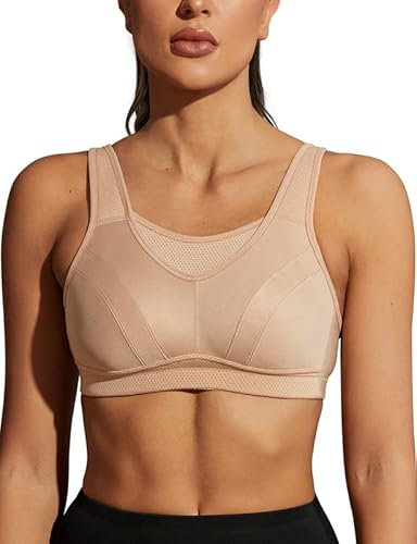 Wingslove Damen Sport BH ohne Bügel Nicht Gepolstert High Impact Bustier Halt Joggen BH (Nude,90D)