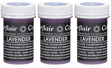 Sugarflair Lavender Pastel Food Colouring Paste, Highly Concentrated for Use with Sugar Pastes, Buttercream, Royal Icing or Cake Mix, Subtle Colour Dye - 25g (Pack of 3)