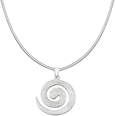 Vinani Anhänger Design Spirale groß gebürstet mit Schlangenkette 45 cm Sterling Silber 925 Kette Italien 2ASP-S45