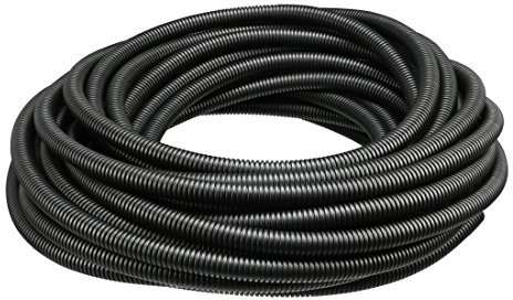 sourcing map Gaine Cable électrique Fil Protection Tube ondulé PP tuyau noir 10mm intérieur Dia 13mm extérieur Dia. 15m long
