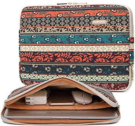kayond Red Bohemia Water-resistant 12.5 inch 13 inch Canvas laptop sleeve for 13.3 inch laptop, macbook air 13, macbook pro 13/14, ipad Pro 12.9 (13-13.3 Inch, Red Bohemia)