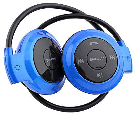 Yoidesu Mini Auricular Bluetooth Inalámbrico, Deportes Portátiles, Auriculares Plegables sobre la Oreja con Bluetooth 4.0 y Radio FM y Soporte de Tarjeta TF/SD para Android Apple(Azul)