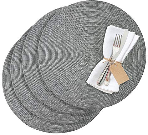 Westmark Set da tavola/Tovagliette americane, 4 Pezzi, Ø 38 cm, Polipropilene, Grigio, Saleen Edition: Circle