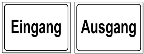 2 Stk. Eingang/Ausgang-Schild-Aluminium Verbund-200 x 150 x 2 mm-Warnschild-Hinweisschild-Türschild (2 Stk. 1264/1263-20 x 15 cm mit Klebepads)