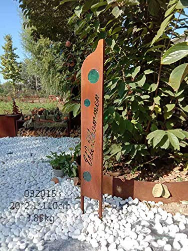 Zen Man Edelrost Tafel Willkommen Garten Metall Tafel Rost Schild Text GartenDeko Figure Rost Gartenstecker Handarbeit 20 * 2.1 * 110cm 032015