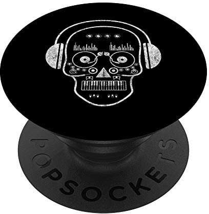 Totenkopf Geschenk für Techno DJ und DJane Mischpult PopSockets mit austauschbarem PopGrip