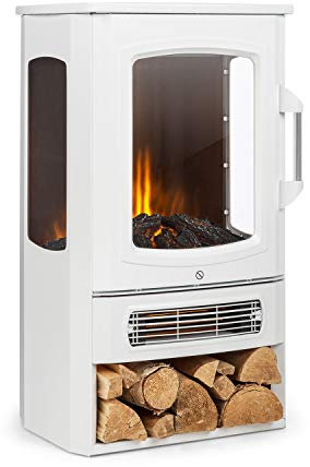 Klarstein Chimenea Electrica de Pie, Estufa sin Leña de Interior, Chimeneas Electricas Decorativas 2000W, Llama LED, Chimenea Decorativa Falsa, Mando a Distancia, Temporizador y Termostato Ajustable