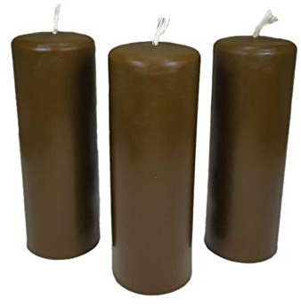 NKlaus 3x Stumpenkerzen rustikal Höhe 95mm Ø 34mm Bienenwachs Tropfkerzen braun 36363