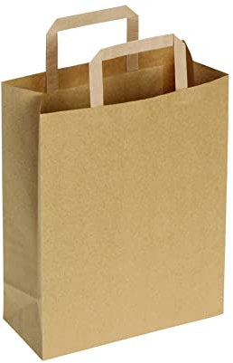 DeinPack 50 Papiertüten 22 x 11 x 28 cm I Umweltschonende Papier Tragetaschen klein Geschenktüten Papiertragetaschen biologisch abbaubar, kompostierbar I braune Papier Tüten