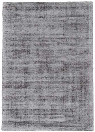 carpetfine Viskoseteppich AVA Hellgrau 60x110 cm | Moderner Teppich für Wohn- und Schlafzimmer