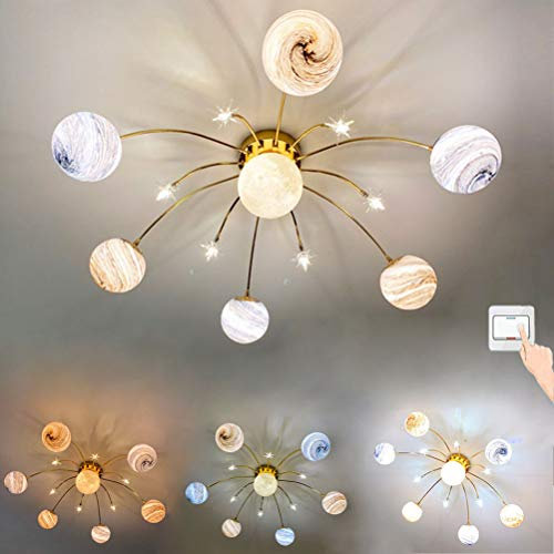 Kinder Planeten Lichter Deckenleuchte Kreative Universum Galaxie Design Kinderzimmer Deko Deckenlampe, 3 Farben Dimmbar Sternenhimmel Lampe, für Junge Mädchen Schlafzimmer Wohnzimmerleuchtung