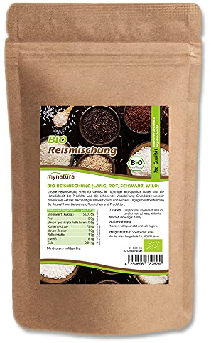 Mynatura Bio Reismischung (Langkorn-, Roter-, Schwarzer- und Wildreis) I Mischung aus verschiedenen Reissorten I Reiskörner I Rice I Im Beutel (1000g)