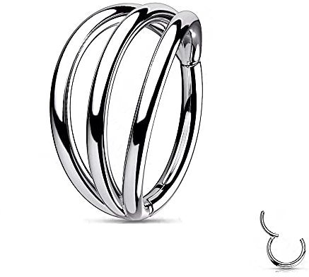 Treuheld® Titan Segmentring-Clicker Piercing mit 3 Ringen | 4 Farben [01.] - Silber