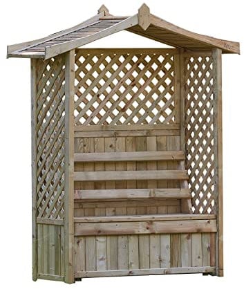 Woodshaw CRAFTED FOR YOUR OUTDOOR SPACE Seated Arbour, Wood, Natural, L 1270 mm x W 550 mm x H 2000 mm