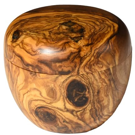 Cleminson Olive Wood Pot for Salt, Sugar, Spices and Herbs with Lid