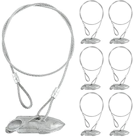 6 Pack Ground Earth Anchors - Easy Hook Anchor with 30 Long x 1/8 Cable, Ideal for Securing Shed, Fence, Green House, Swing Set and More..