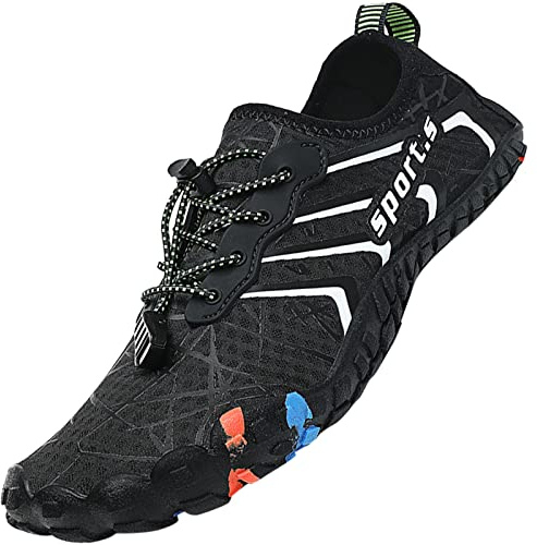 Lvptsh Water Shoes Men Women Barefoot Sports Aqua Socks for Beach Swim Quick Drying Pool Surf Yoga Running Surfing Boating, Black 8, UK7