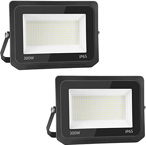 2PCS 300W Focos Led Exterior 3000K Blanco Cálido Proyector LED Exterior IP65 Impermeable Luz de Seguridad para Exterior Iluminación Jardin Garaje Porche Foco Balcón Césped