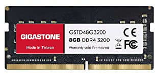 【DDR4 RAM Solo portátil】 GIGASTONE 8GB DDR4 3200MHz(2933MHz or 2666MHz) PC4-25600(PC4-23400/21300) CL22 1.2V SODIMM 260pin Memoria portátil sin búfer, sin ECC, Alto Rendimiento