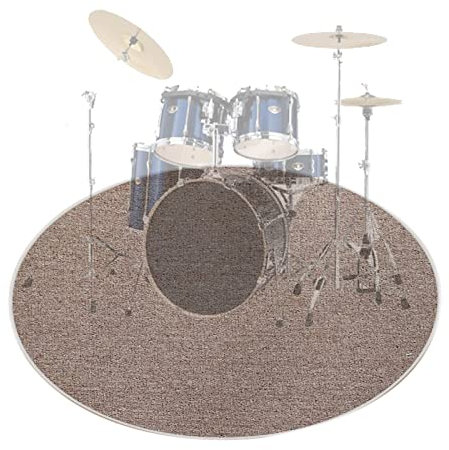 Schlagzeug Teppich Rund, Schallschutz Teppich Schlagzeug, Schlagzeugteppich Schalldämmung, E Drum Teppich, Rutschfest Matte Antivibrationsmatte für Klavier Schlagzeug Trommel Teppich(Color:Braun)