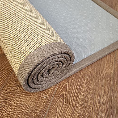 SZZT Tapis traditionnel japonais en bambou tressé, tapis tressé en bambou naturel, tapis de sol en bambou de yoga, tapis de refroidissement antidérapant, pour intérieur, cuisine, bureau, couloir,
