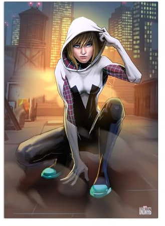 Displate – Metallposter - Magnet-Montage - Marvel - Marvel Spider-Man Unlimited Game - Gwen - Größe M - 32x45cm