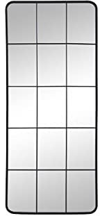 Vente-unique - Miroir fenêtre Industriel en métal - L. 60 x H. 140 cm - Noir - SCIARA