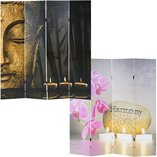 Mendler Foto-Paravent Buddha-AM, Paravent Raumteiler Trennwand - 180x160 cm