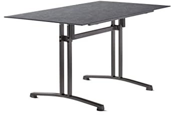 SIEGER Gastro-Tisch mit Säulenklapp-Gestell und Polytec® Platte, Gestell eisengrau, Platte Schiefer anthrazit