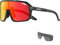 KAPVOE Polarisiert Fahrradbrille Herren Damen Sonnenbrille 3 Wechselgläsern TR90 Sportbrille Radfahren MTB Radbrille Laufen Wandern Golf Baseball Volleyball Tennis Angeln Softball Bergsteigen Rot